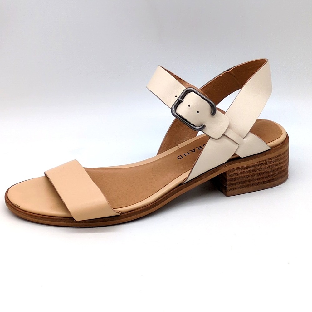 Lucky Brand Shoes Womens Toni Beige 6 Leather Ankle Strap Sandals Buckle Dressy